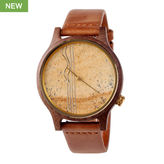 SOPEWOD Men's walnut Wood Watch and Stone Face Design