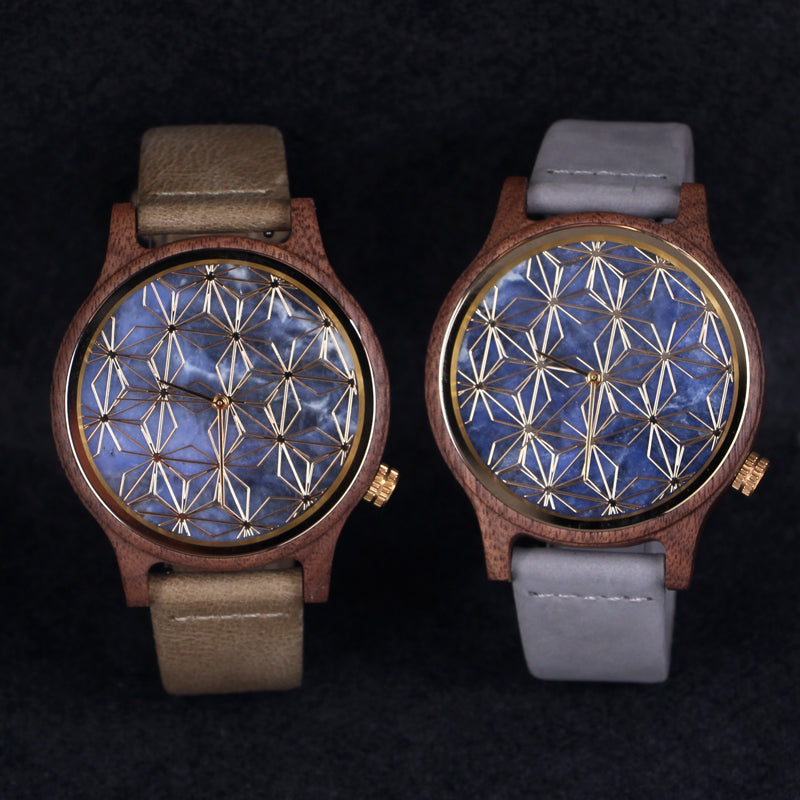 SOPEWOD Men's walnut Wood Watch and Stone Face Design