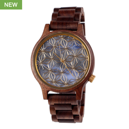 SOPEWOD Men's walnut Wood Watch and Stone Face Design