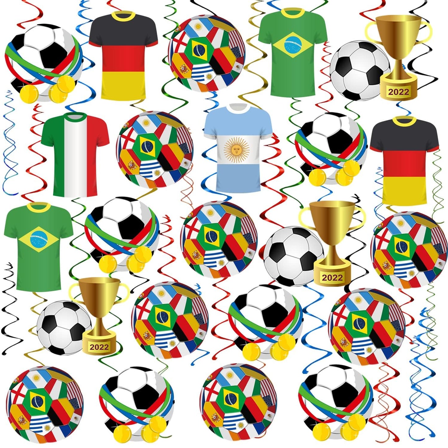 2026 North America FIFA World Cup - themed Hanging Swirls Party Decorations - Ideal for Soccer Matches / Football Tournaments in Bars