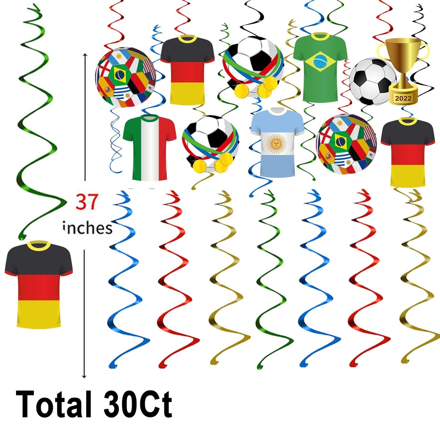 2026 North America FIFA World Cup - themed Hanging Swirls Party Decorations - Ideal for Soccer Matches / Football Tournaments in Bars