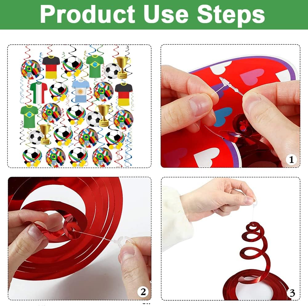 2026 North America FIFA World Cup - themed Hanging Swirls Party Decorations - Ideal for Soccer Matches / Football Tournaments in Bars