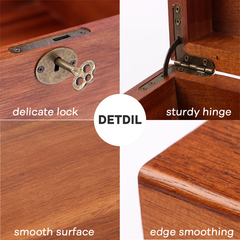 SOPEWOD Wooden Box with Hinged Lid Acacia Wood Decorative Storage Boxes Hand-Crafted Wooden Box for Recipes Decorative Storage