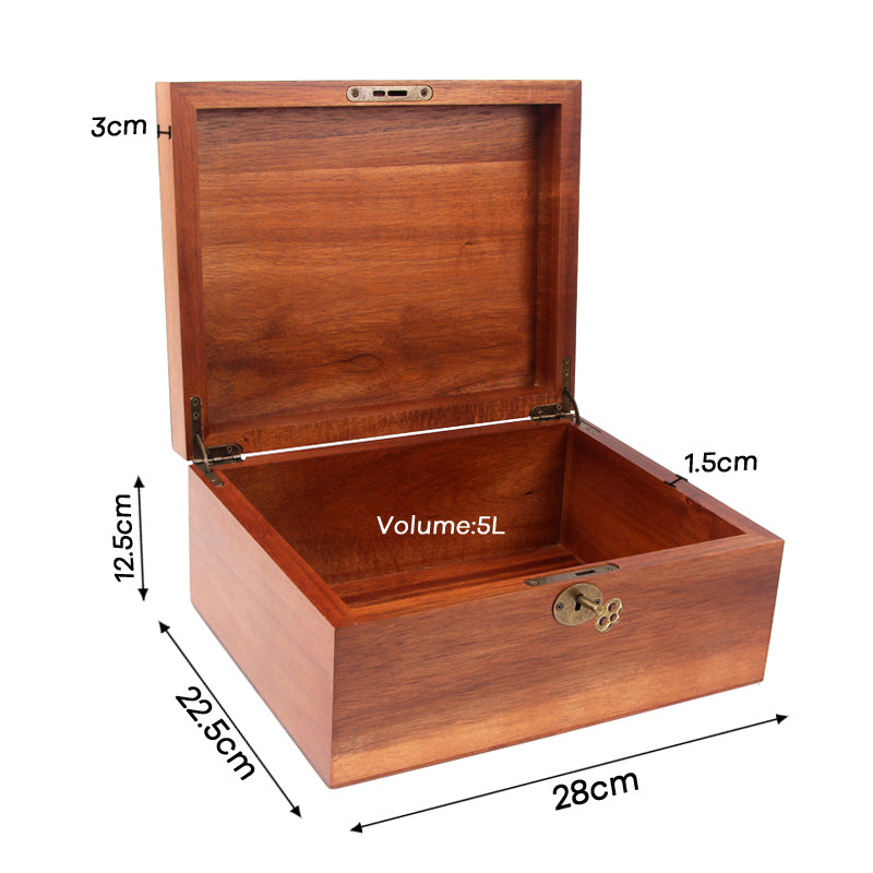 SOPEWOD Wooden Box with Hinged Lid Acacia Wood Decorative Storage Boxes Hand-Crafted Wooden Box for Recipes Decorative Storage