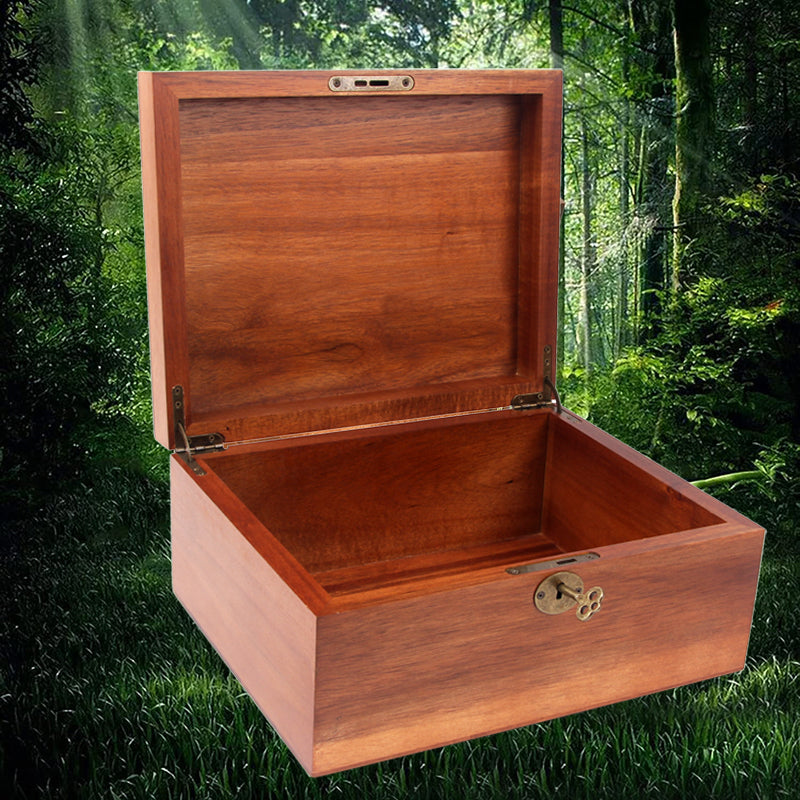 SOPEWOD Wooden Box with Hinged Lid Acacia Wood Decorative Storage Boxes Hand-Crafted Wooden Box for Recipes Decorative Storage