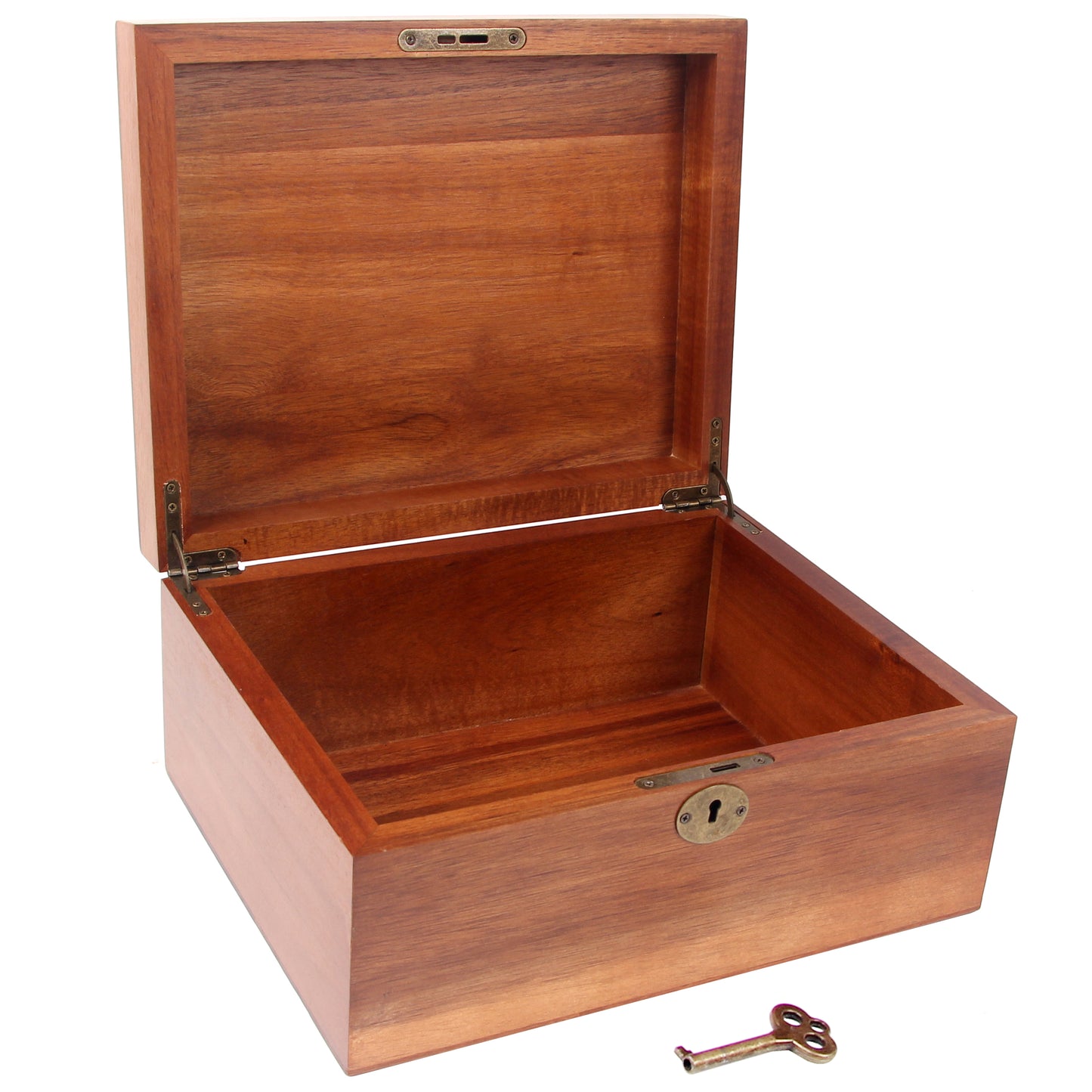 SOPEWOD Wooden Box with Hinged Lid Acacia Wood Decorative Storage Boxes Hand-Crafted Wooden Box for Recipes Decorative Storage