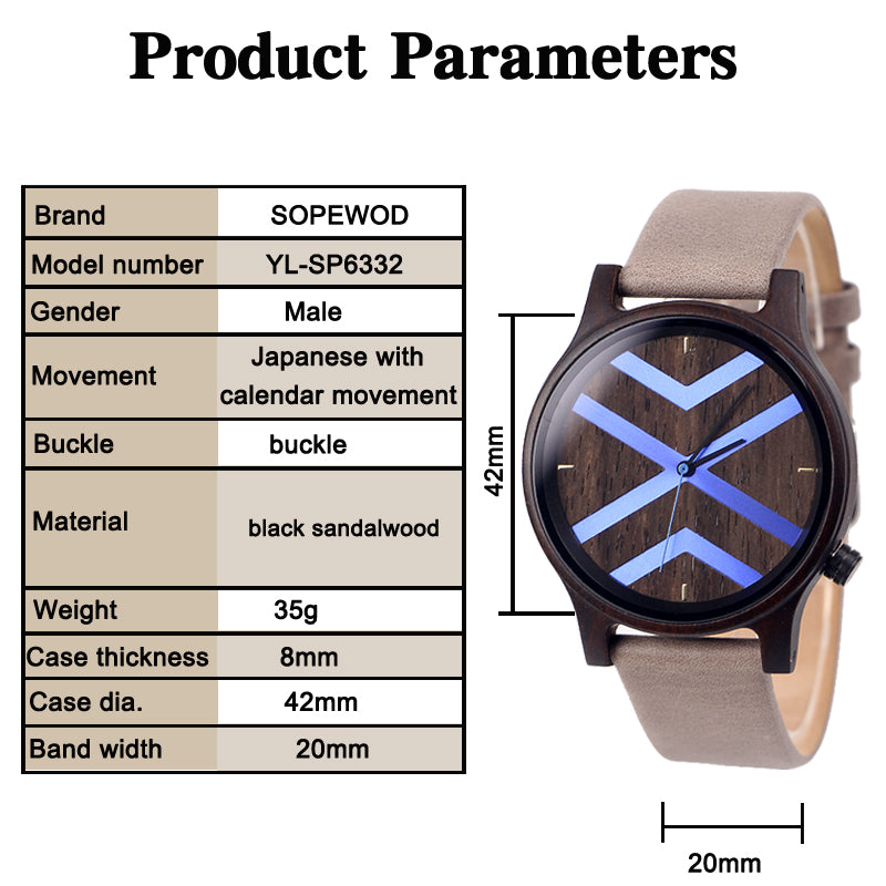 SOPEWOD custom private label sandalwood walnut teak  wooden watches,ebony wood engraved watch