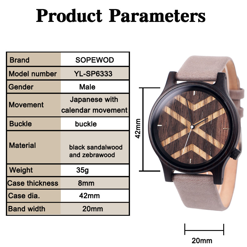 SOPEWOD custom private label sandalwood walnut teak  wooden watches,ebony wood engraved watch