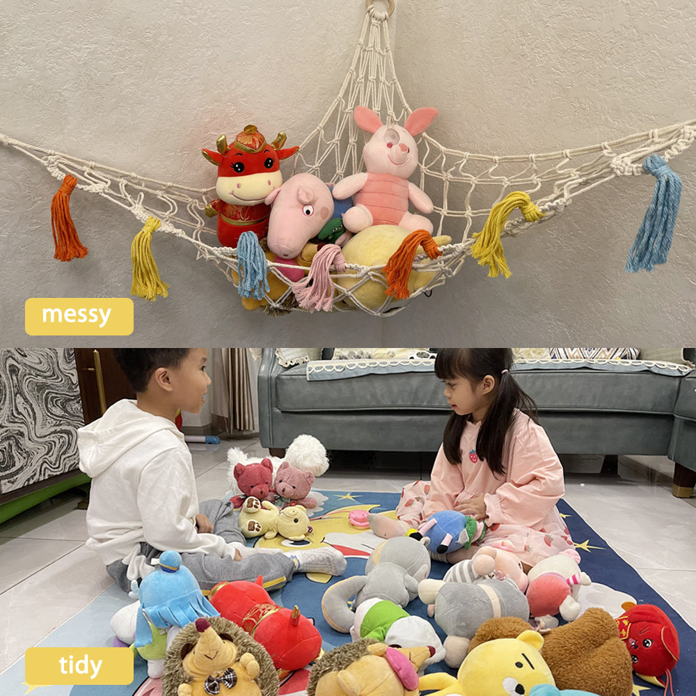 SOPEWOD small Stuffed Animal Net Hammock for Plushie Toys | Corner Hanging Organizer for your Teddy and Stuffy Collection