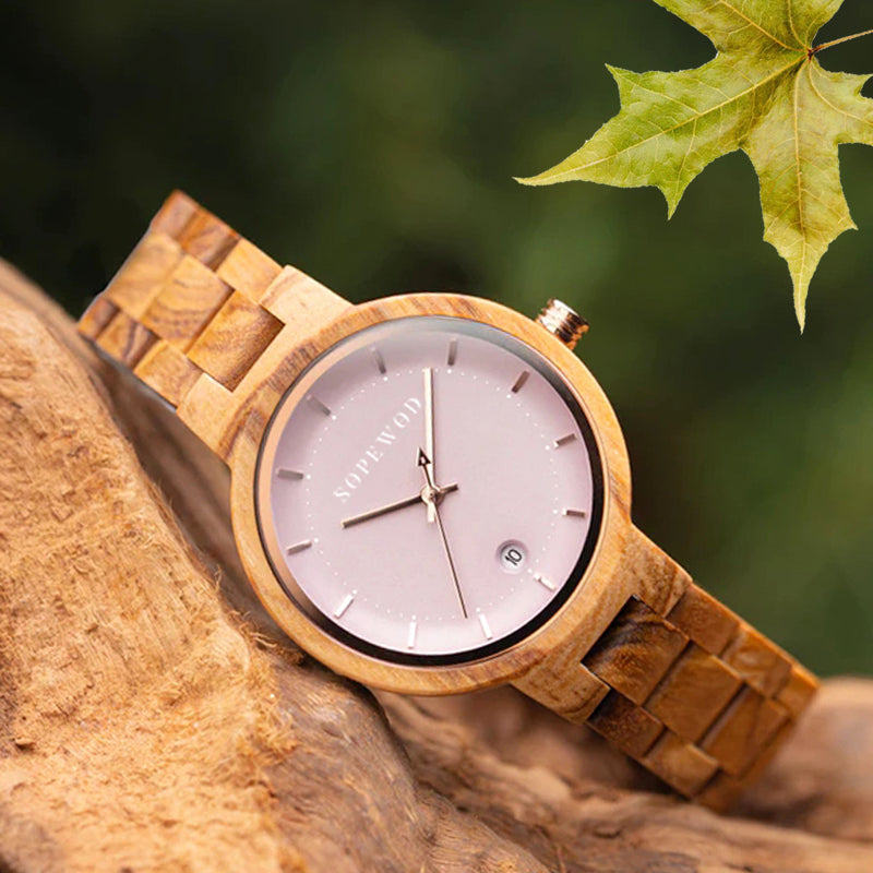 SOPEWOD Factory Custom Logo Eco-friendly Japan Miyota Women Wooden Quartz Watch