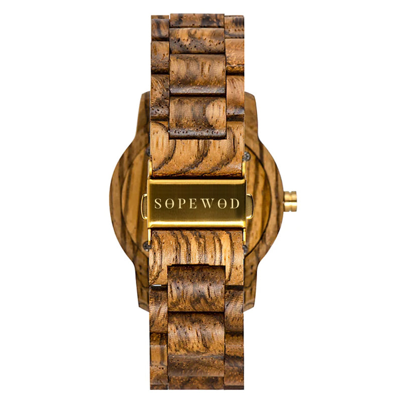 SOPEWOD Custom Anniversary Gift Engraved Wooden Men Watch Wristwatches Natural zebra Customized Wood Watch