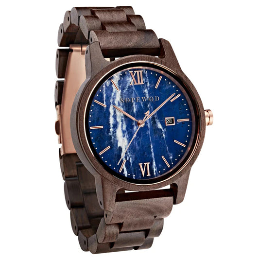 SOPEWOD OEM/ODM Fashion Style Black Sandal Japan Movt Men Wood Watch Wristwatch
