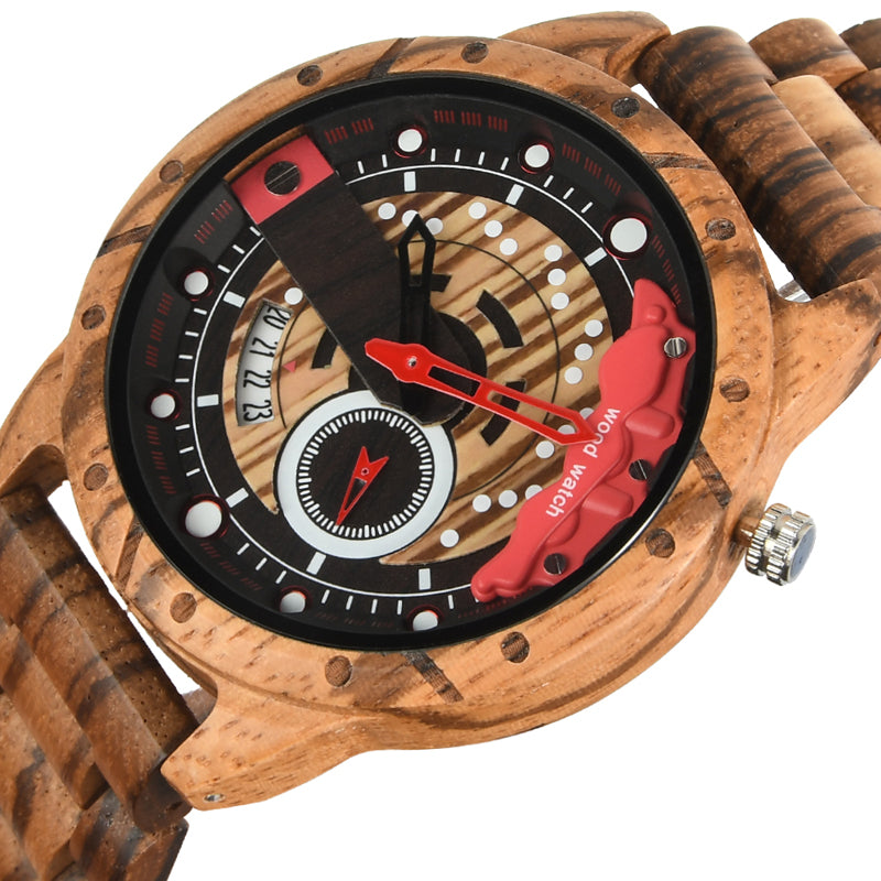 SOPEWOD fashion multi-functional zebra-wood ebony watch