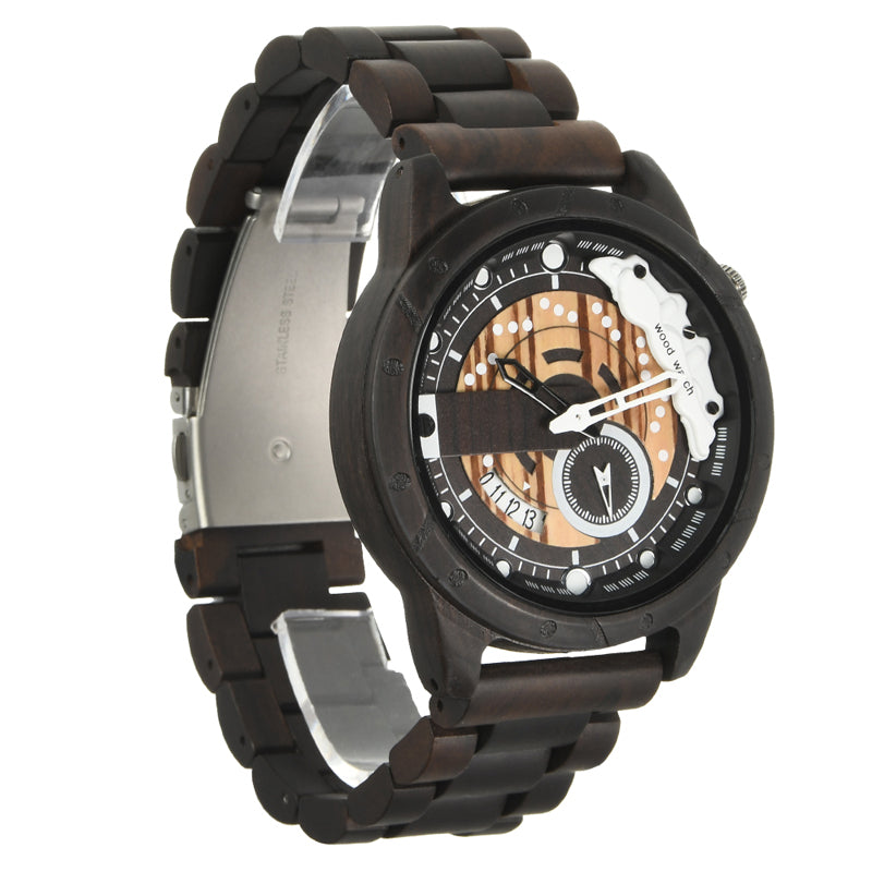 SOPEWOD fashion multi-functional zebra-wood ebony watch