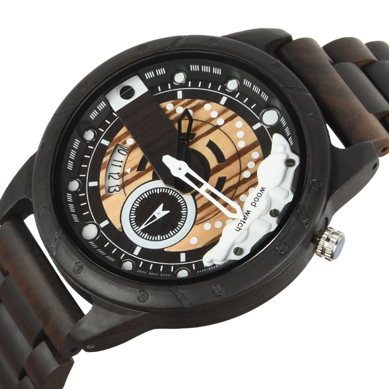SOPEWOD fashion multi-functional zebra-wood ebony watch