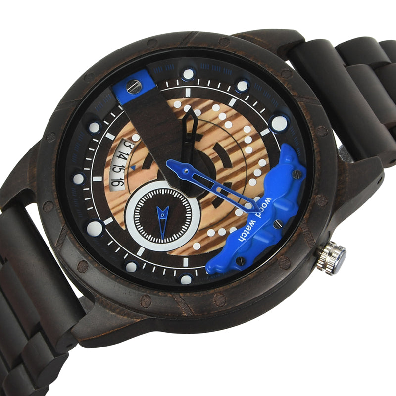 SOPEWOD fashion multi-functional zebra-wood ebony watch
