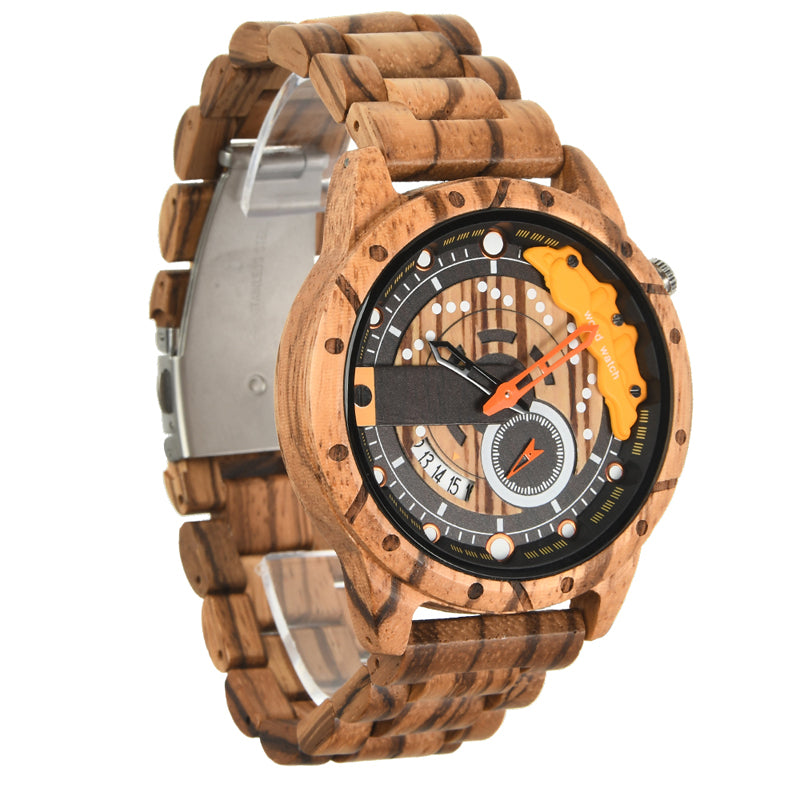 SOPEWOD fashion multi-functional zebra-wood ebony watch