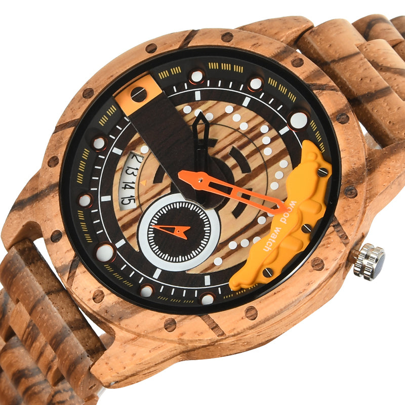 SOPEWOD fashion multi-functional zebra-wood ebony watch