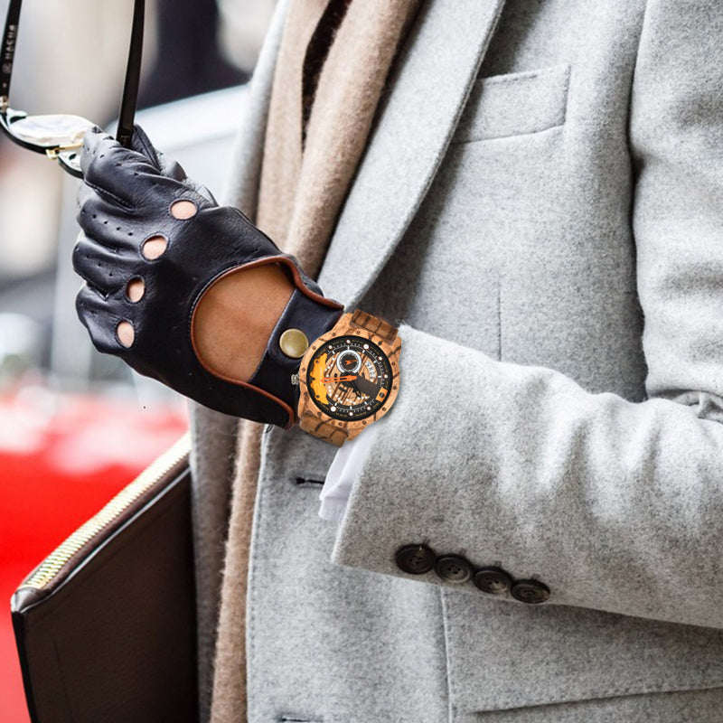 SOPEWOD fashion multi-functional zebra-wood ebony watch