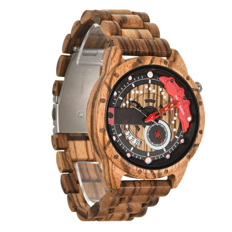 SOPEWOD fashion multi-functional zebra-wood ebony watch
