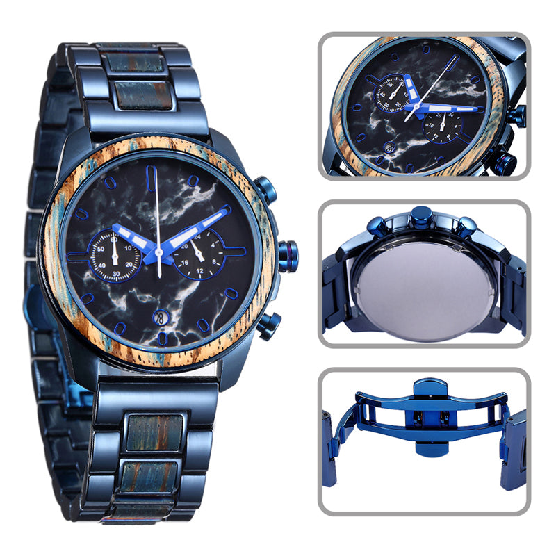 OEM/ODM Fashion Style Black Sandal Japan Movt Men Wood Watch Wristwatch