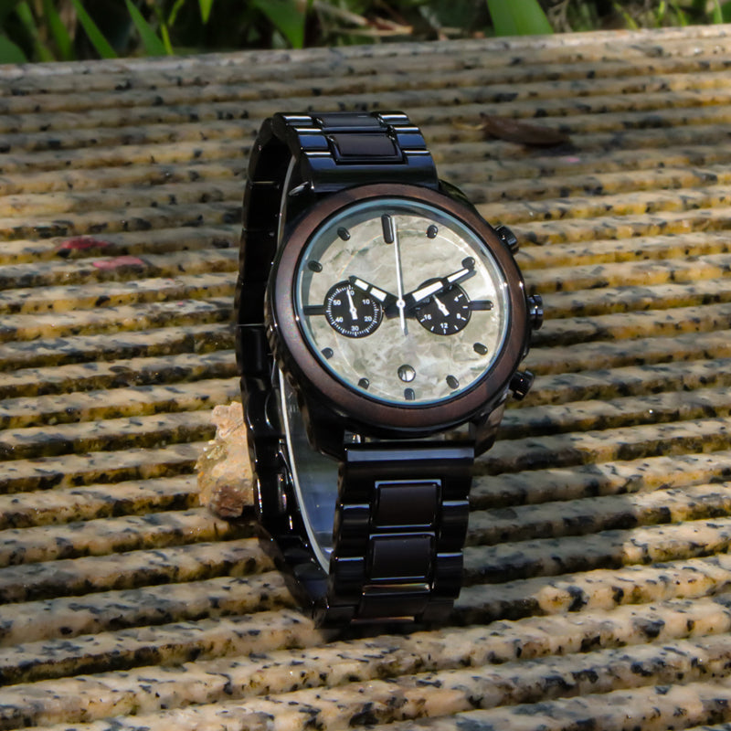 OEM/ODM Fashion Style Black Sandal Japan Movt Men Wood Watch Wristwatch