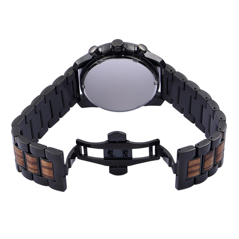 OEM/ODM Fashion Style Black Sandal Japan Movt Men Wood Watch Wristwatch