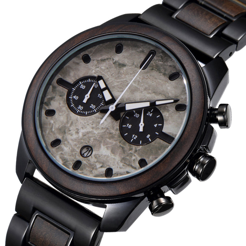 OEM/ODM Fashion Style Black Sandal Japan Movt Men Wood Watch Wristwatch