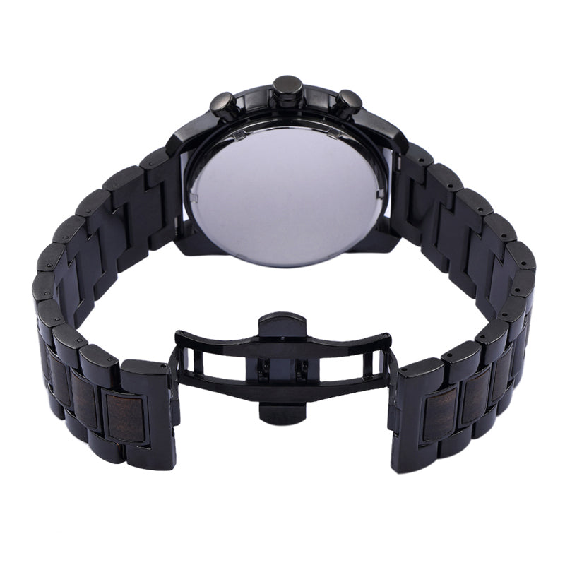 OEM/ODM Fashion Style Black Sandal Japan Movt Men Wood Watch Wristwatch