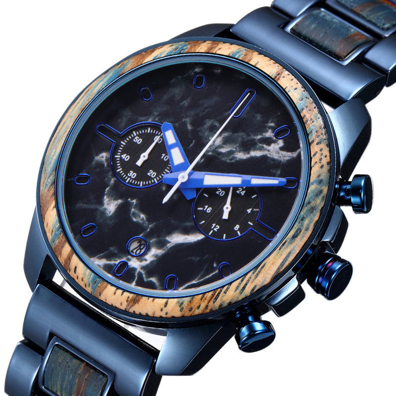 OEM/ODM Fashion Style Black Sandal Japan Movt Men Wood Watch Wristwatch