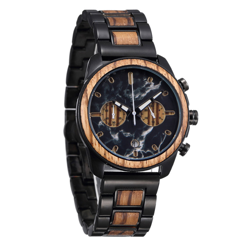 OEM/ODM Fashion Style Black Sandal Japan Movt Men Wood Watch Wristwatch