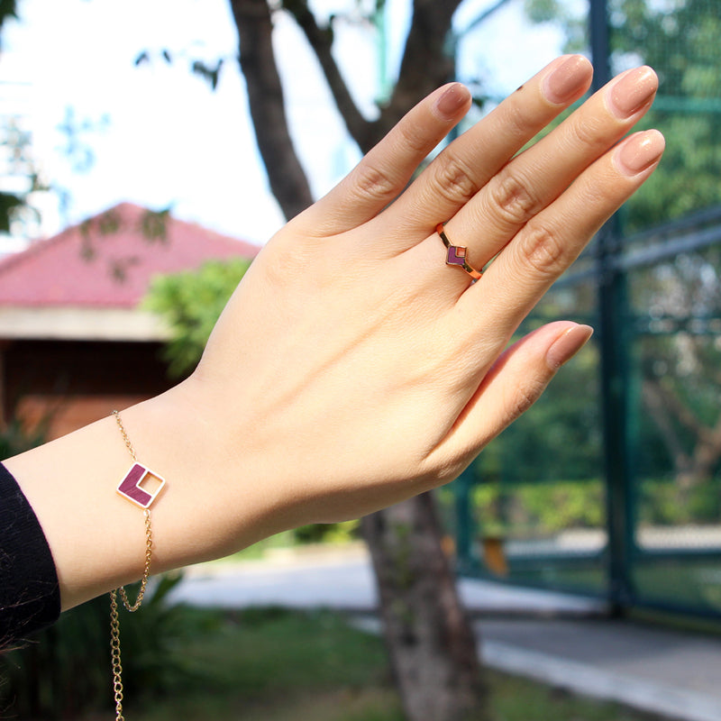 SOPEWOD Wood Inlay Rose Gold Plated Bracelet Necklace Women Earrings 18K Stainless Steel Jewelry Set