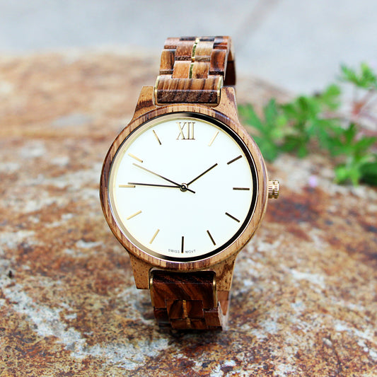 SOPEWOD Wooden Mens Watches Stylish Wood & Stainless Steel Combined Quartz Casual Wristwatches
