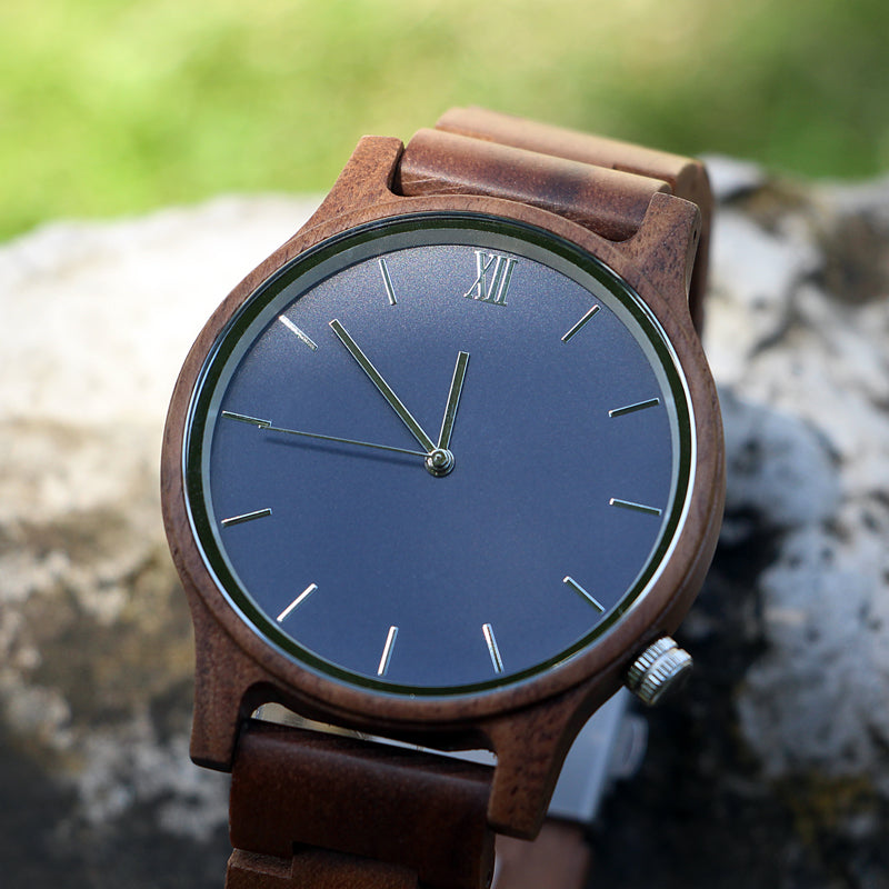 SOPEWOD Mens Personalized Engraved Wooden Watches, Quartz Casual Wristwatches for Men Family Friends Customized Watch