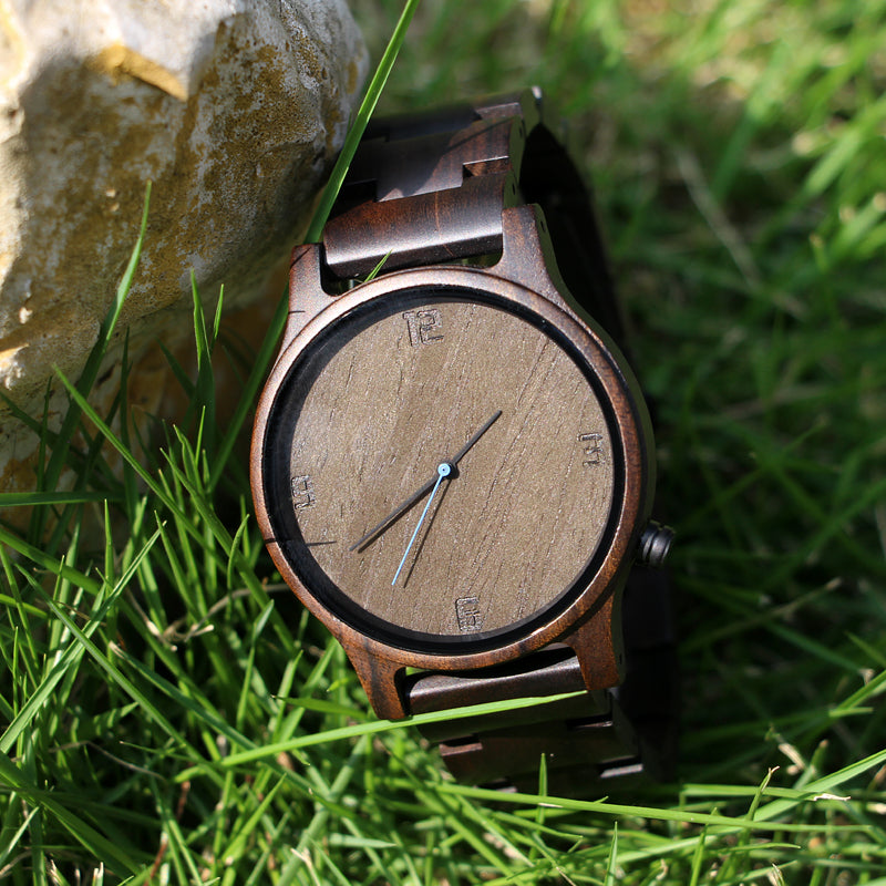 SOPEWOD New Product Engraved Dial Ebony Wooden Watches Dropshipping Watch Custom Logo Men As A Gift For Friend