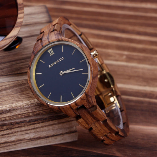 SOPEWOD Wood Watches for Women, Wooden Handmade Watch with Lightweight Adjustable Wood Band