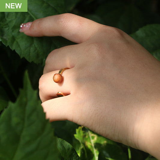 SOPEWOD fashion custom logo walnut pearl ring for ladies stainless steel