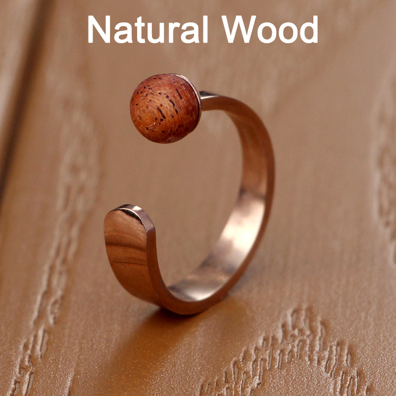 SOPEWOD fashion custom logo walnut pearl ring for ladies stainless steel