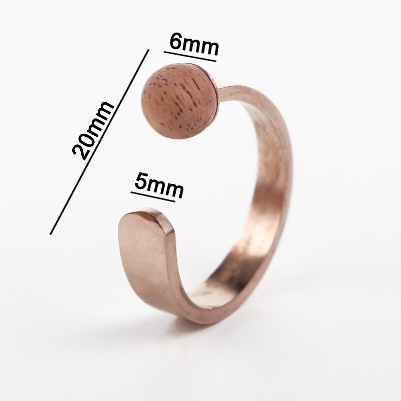 SOPEWOD fashion custom logo walnut pearl ring for ladies stainless steel