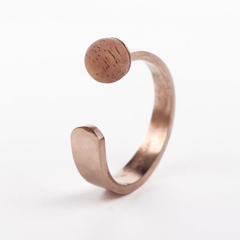 SOPEWOD fashion custom logo walnut pearl ring for ladies stainless steel