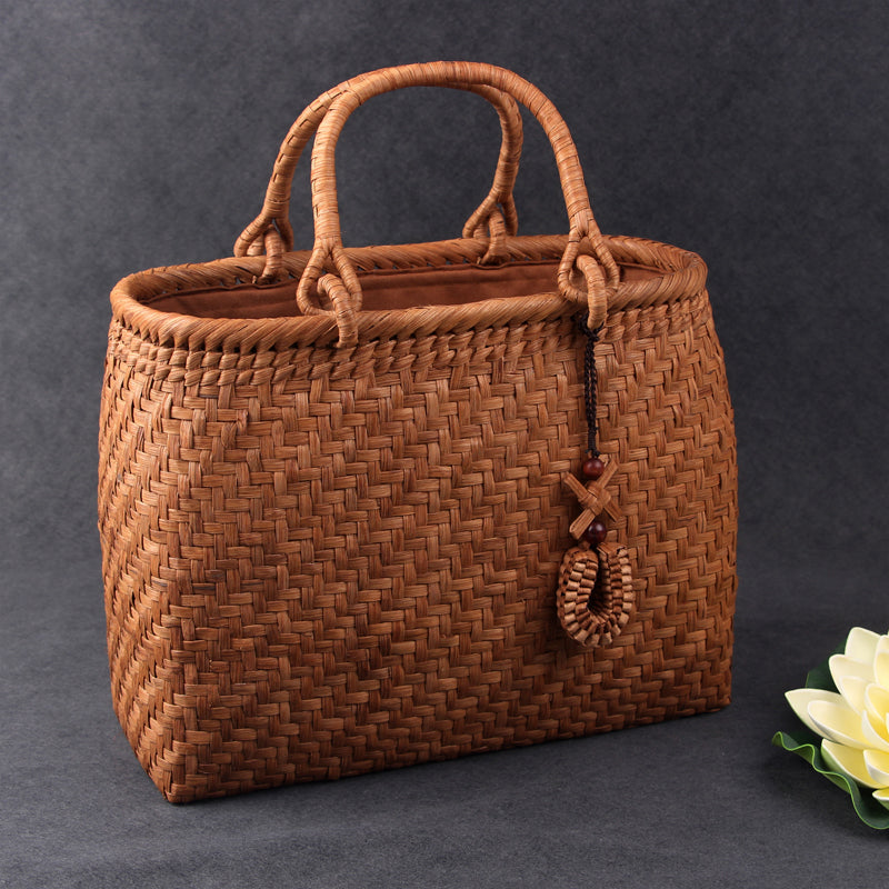 SOPEWOD Fashion Bamboo Handbag Handmade Weave Leisure bag for Womens