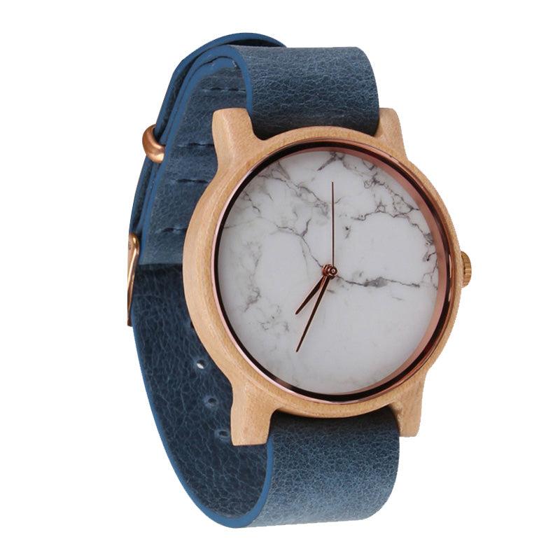 SOPEWOD Women's Bamboo Wooden Watch with Genuine Leather Strap Analog Quartz Casual Watches