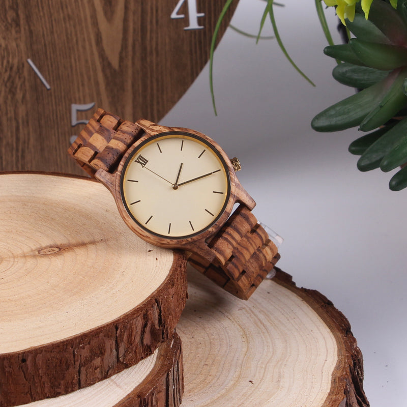 SOPEWOD Men Quartz Wood Watch, Fashion Handmade Wooden Wrist Watches Mens