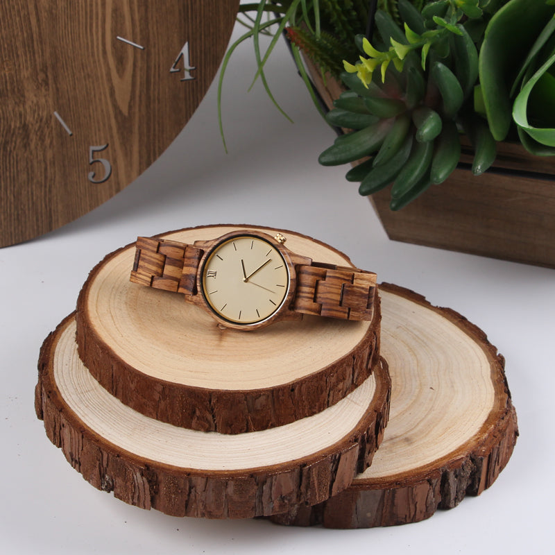 SOPEWOD Men Quartz Wood Watch, Fashion Handmade Wooden Wrist Watches Mens
