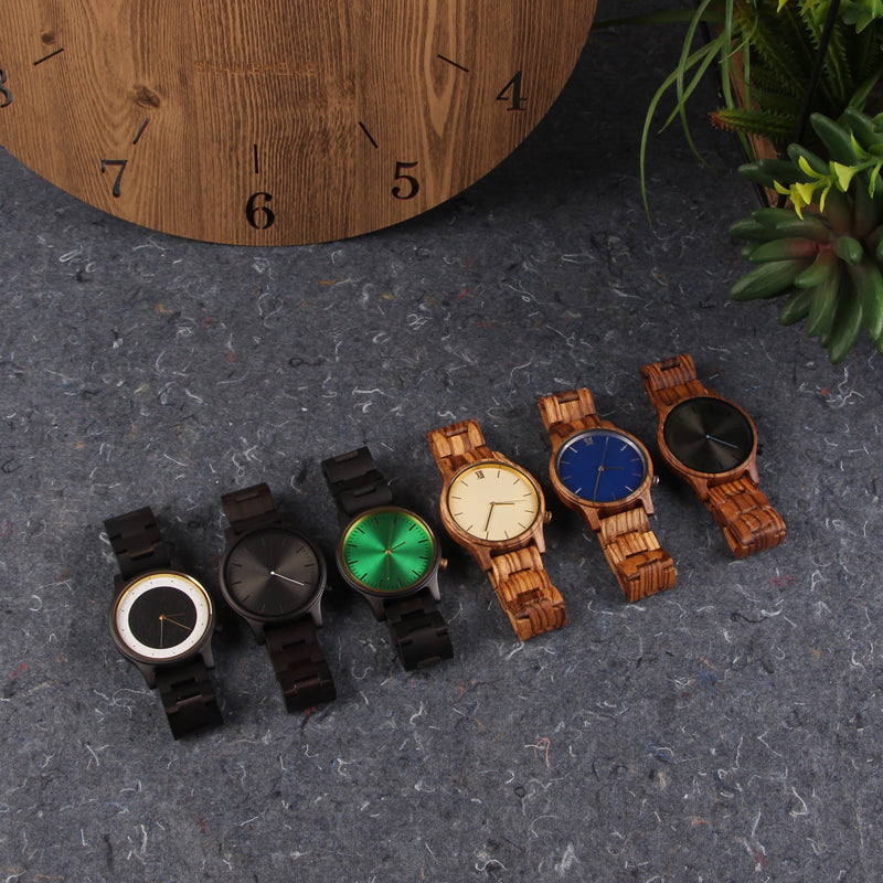 SOPEWOD Men Quartz Wood Watch, Fashion Handmade Wooden Wrist Watches Mens