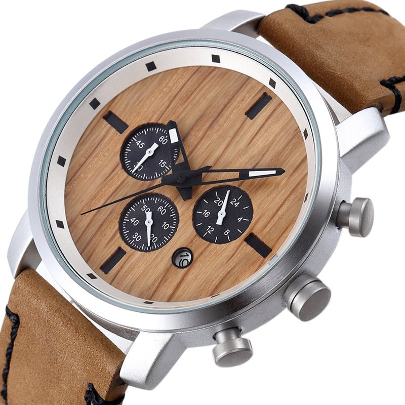 SOPEWOD Factory Low MOQ Personalized Leather Quartz Wooden&Stainless steel watch for Men Women
