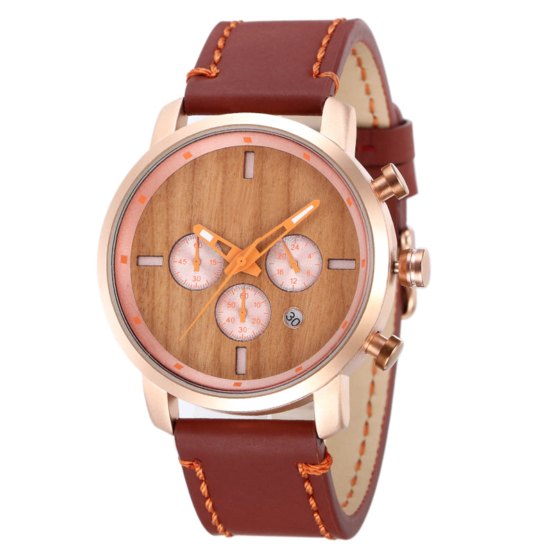 SOPEWOD Factory Low MOQ Personalized Leather Quartz Wooden&Stainless steel watch for Men Women