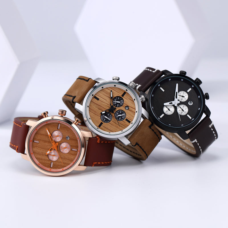 SOPEWOD Factory Low MOQ Personalized Leather Quartz Wooden&Stainless steel watch for Men Women