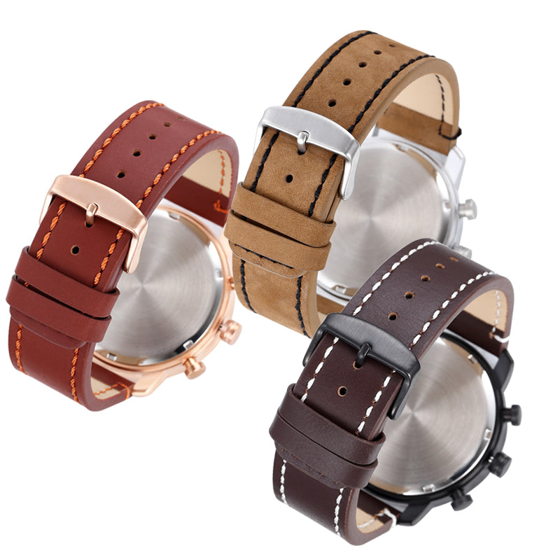 SOPEWOD Factory Low MOQ Personalized Leather Quartz Wooden&Stainless steel watch for Men Women