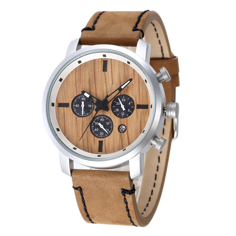 SOPEWOD Factory Low MOQ Personalized Leather Quartz Wooden&Stainless steel watch for Men Women